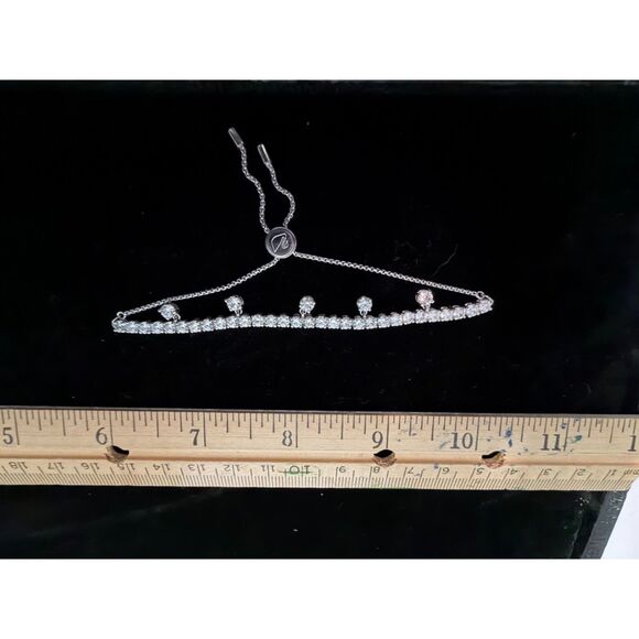 vintage swarovski Silver metal bracelet with rhinestones - Picture 7 of 8